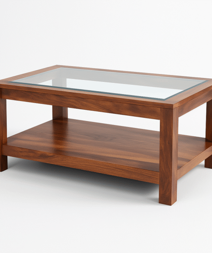 Wooden Center Table (Premium Glass Top)
